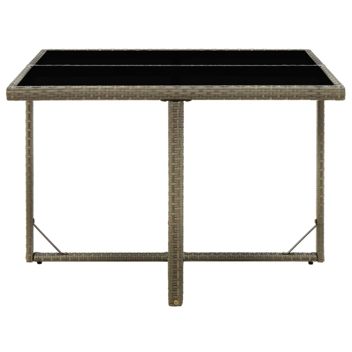 vidaXL Stół ogrodowy, szary, 109x107x74 cm, polirattan i szkło