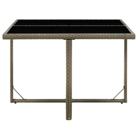 vidaXL Stół ogrodowy, szary, 109x107x74 cm, polirattan i szkło