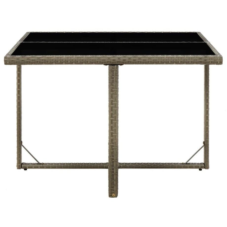 vidaXL Stół ogrodowy, szary, 109x107x74 cm, polirattan i szkło