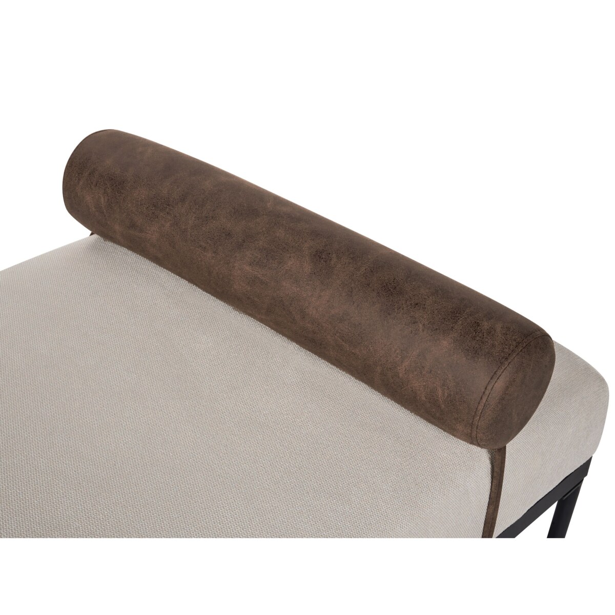 Szezlong len syntetyczny i ekoskóra beżowo-ciemnobrązowy MALMOS