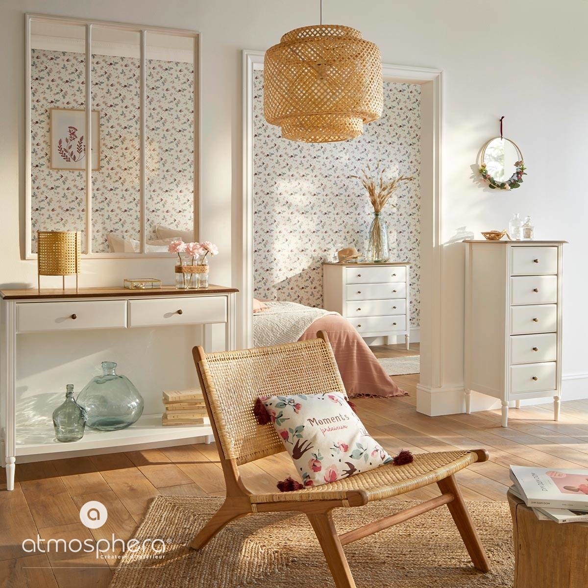 Lampa wisząca LIBY z ażurowym kloszem z bambusa, Ø 40 cm