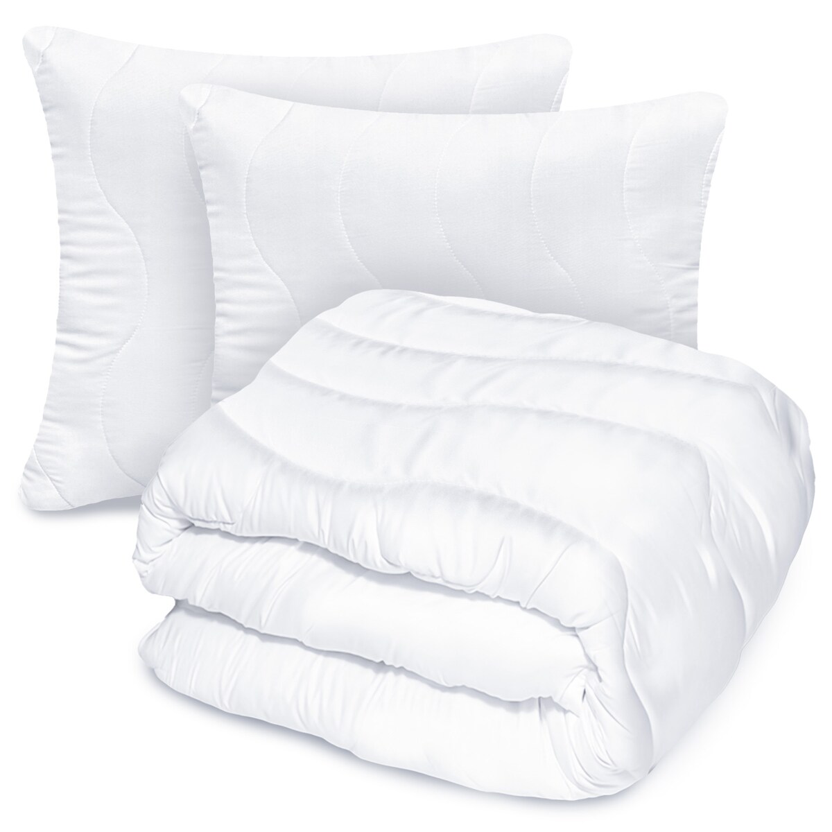 Kołdra Całoroczna 220X200 Cm + 2 Poduszki 70X80 Cm Zestaw Mikrofibra Antyalergiczna Pikowana