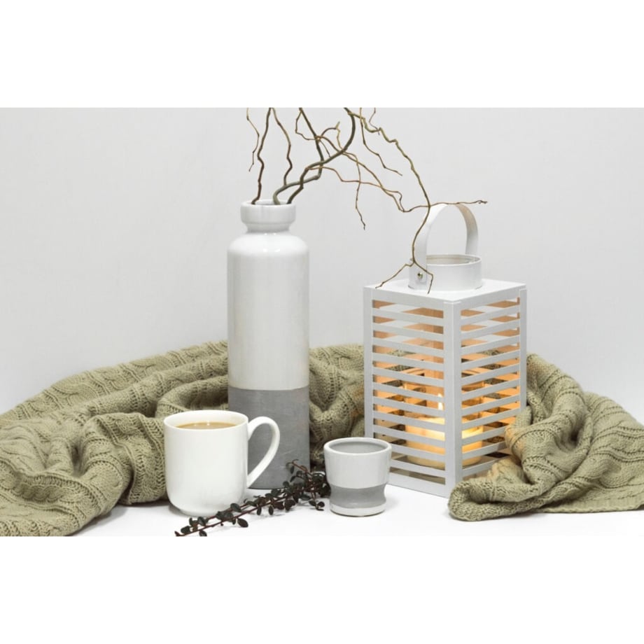 Konsimo ERODI Wazon, biały/szary