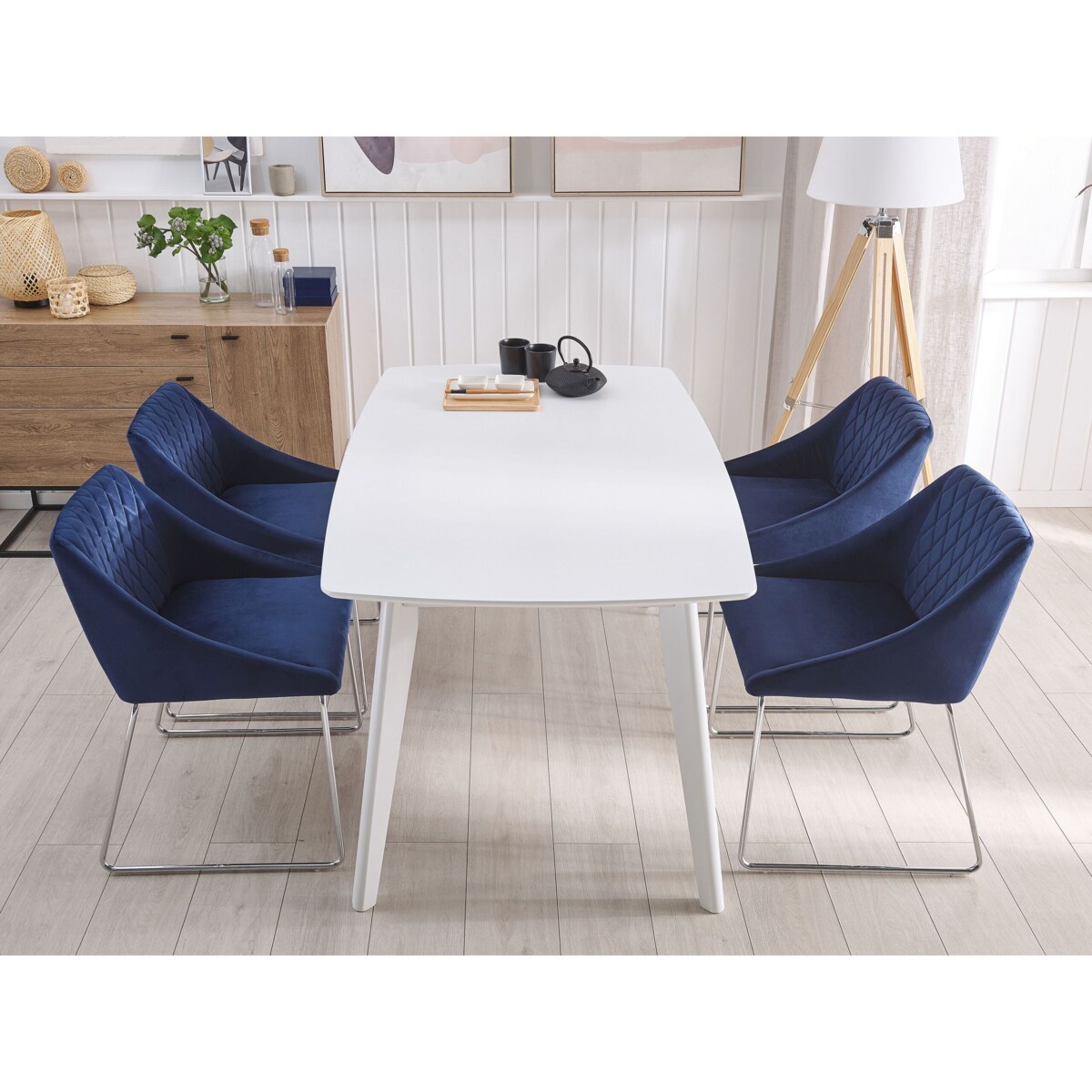 Zestaw 2 krzeseł do jadalni welurowy ciemnoniebieski ARCATA