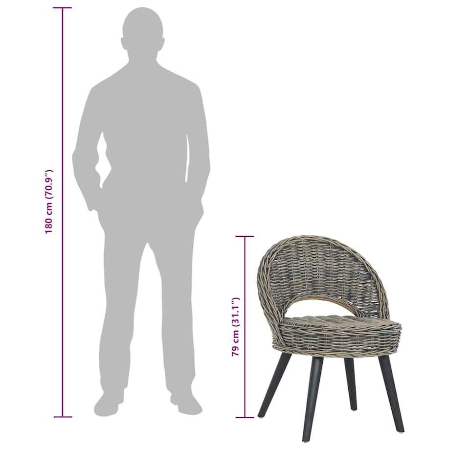 vidaXL Fotel z rattanu kubu, czarny