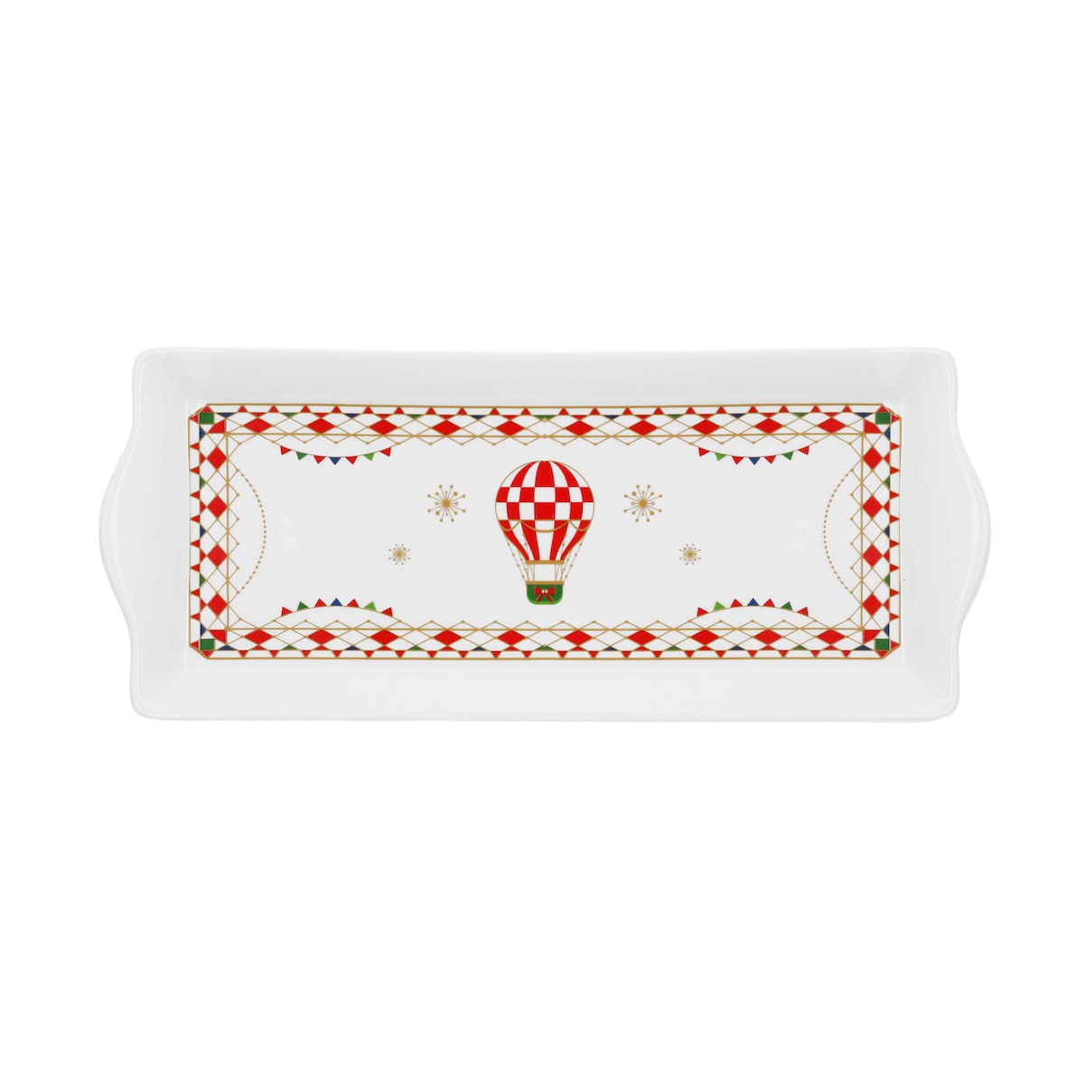 Taca prostokątna Xmas Carousel - Biały, 36 x 15 cm