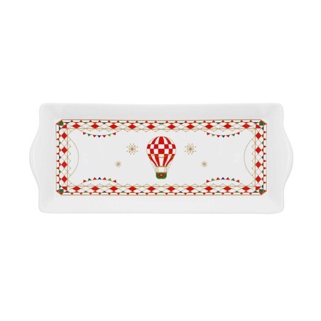 Taca prostokątna Xmas Carousel - Biały, 36 x 15 cm