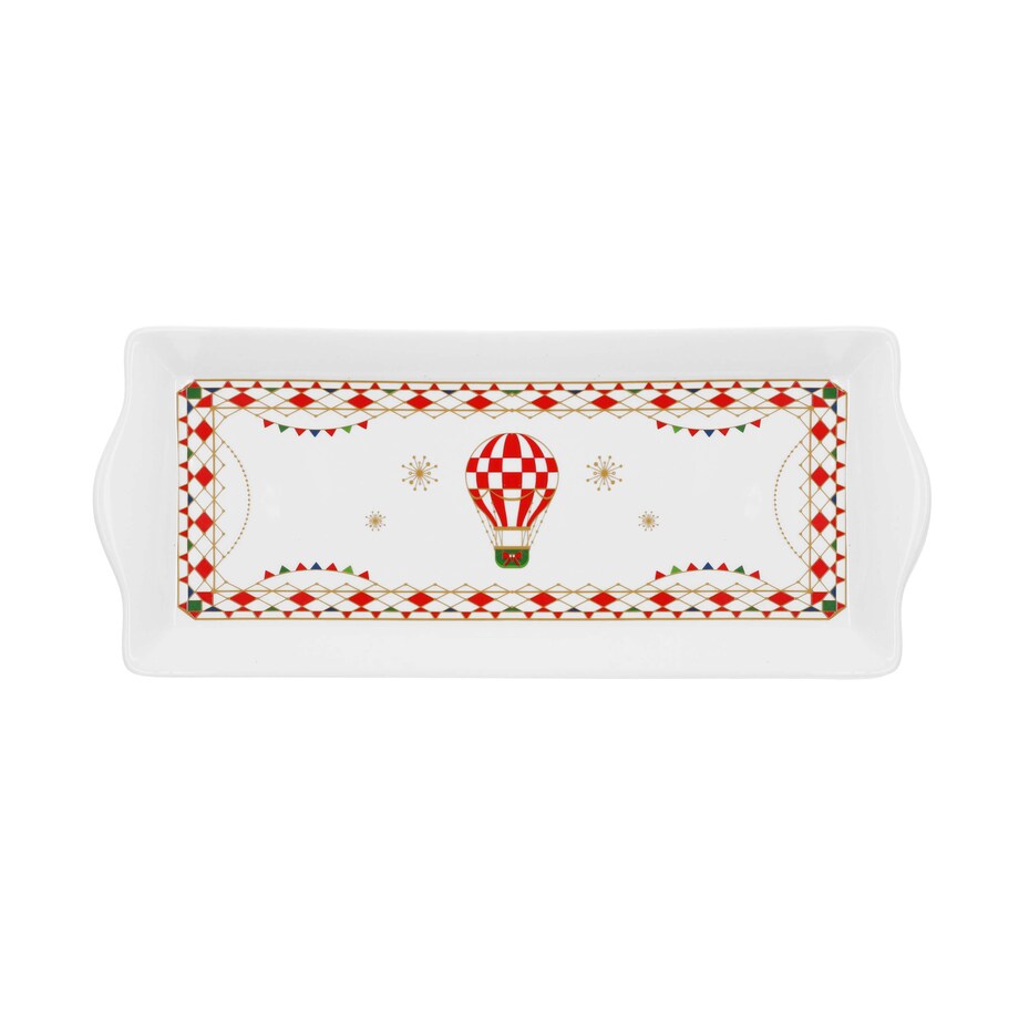 Taca prostokątna Xmas Carousel - Biały, 36 x 15 cm