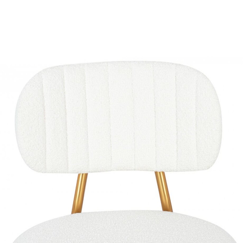 Krzesło tapicerowane FABIOLA BOUCLE KH1201100126 białe złote