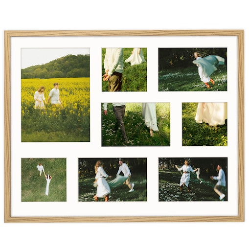 Ramka na zdjęcia 3x 10x10 4x 10x15 1x 15x21 dębowa galeria na 8 zdjęć ramka 40x50 cm FRAMAI