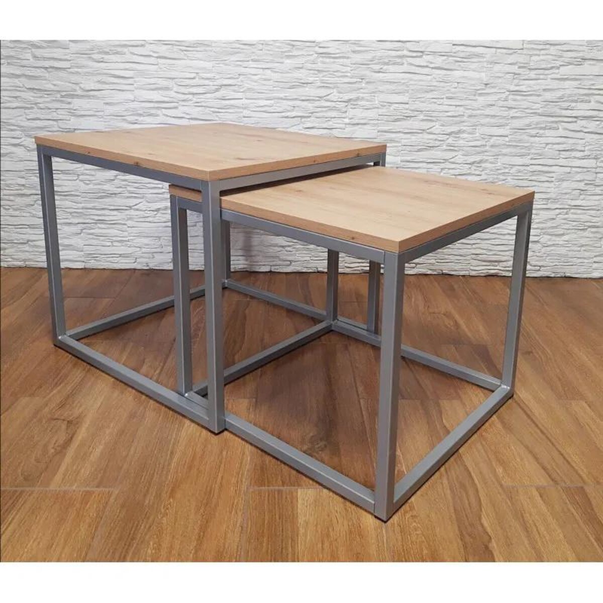 Stolik kawowy 2w1 CUBE dąb craft/srebrny