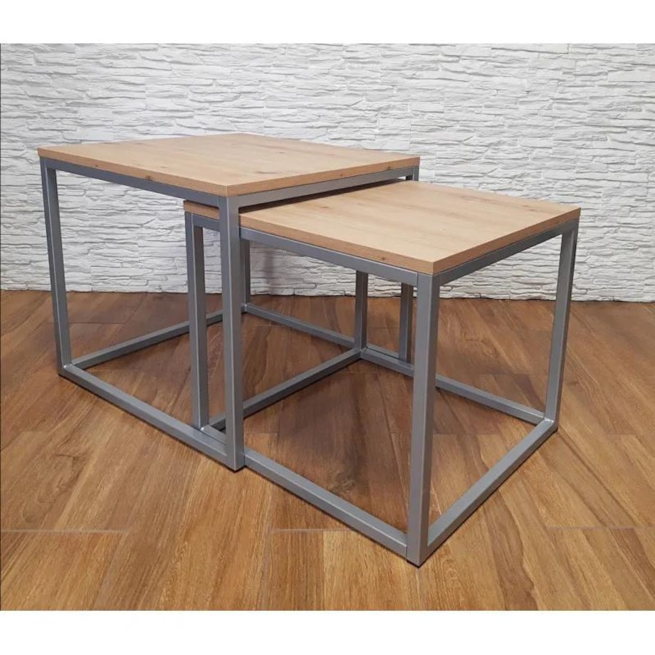 Stolik kawowy 2w1 CUBE dąb craft/srebrny