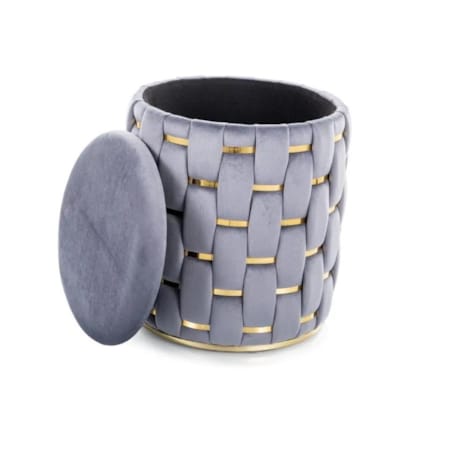 Pufa TIARA VELVET ze schowkiem szara/złota