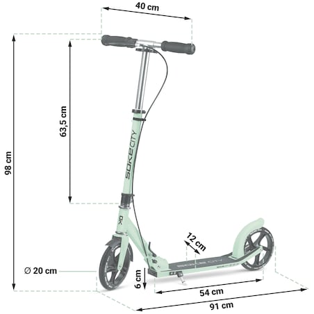 Hulajnoga miejska składana Soke City miętowa