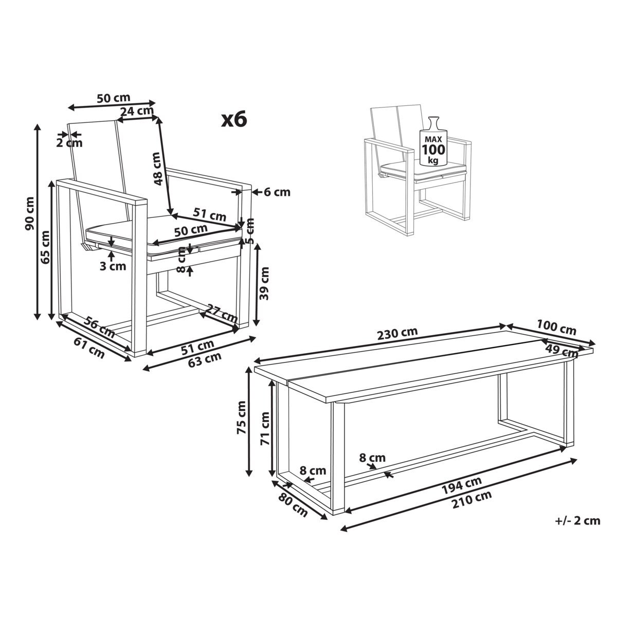 Stół ogrodowy z krzesłami AZZANELLO Drewno akacjowe Złamana biel