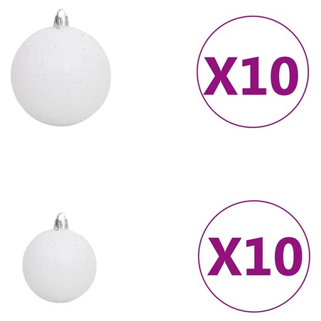 vidaXL Sztuczna choinka z lampkami i bombkami, zielona, 210 cm, PVC