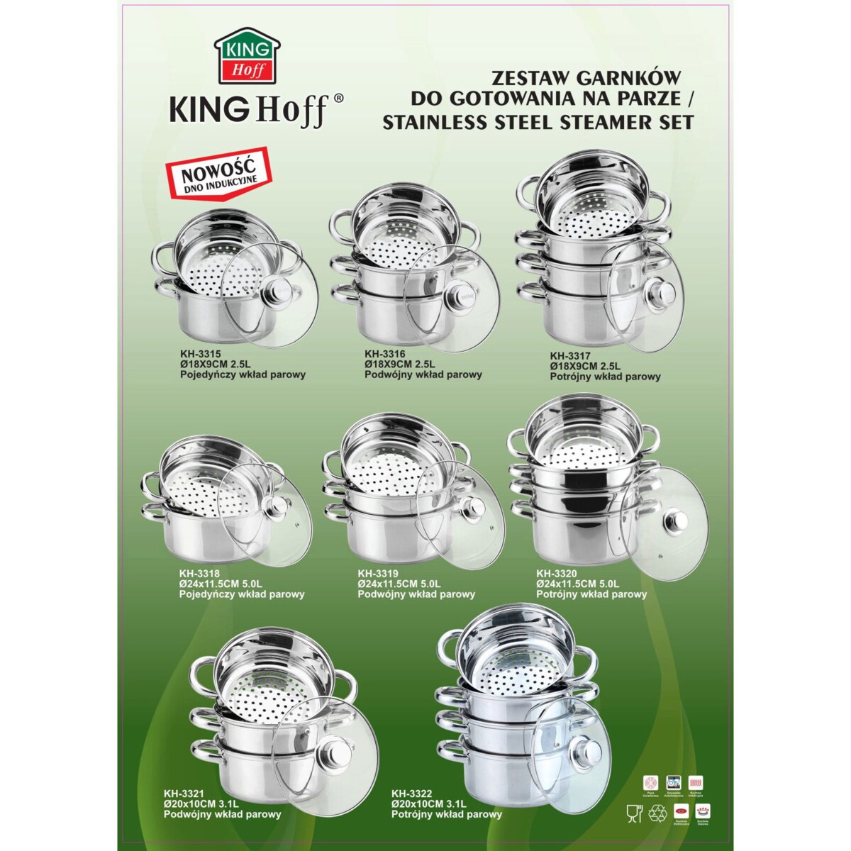 Garnek Na Parę Kinghoff 5 Elem. 18Cm Kh-3317