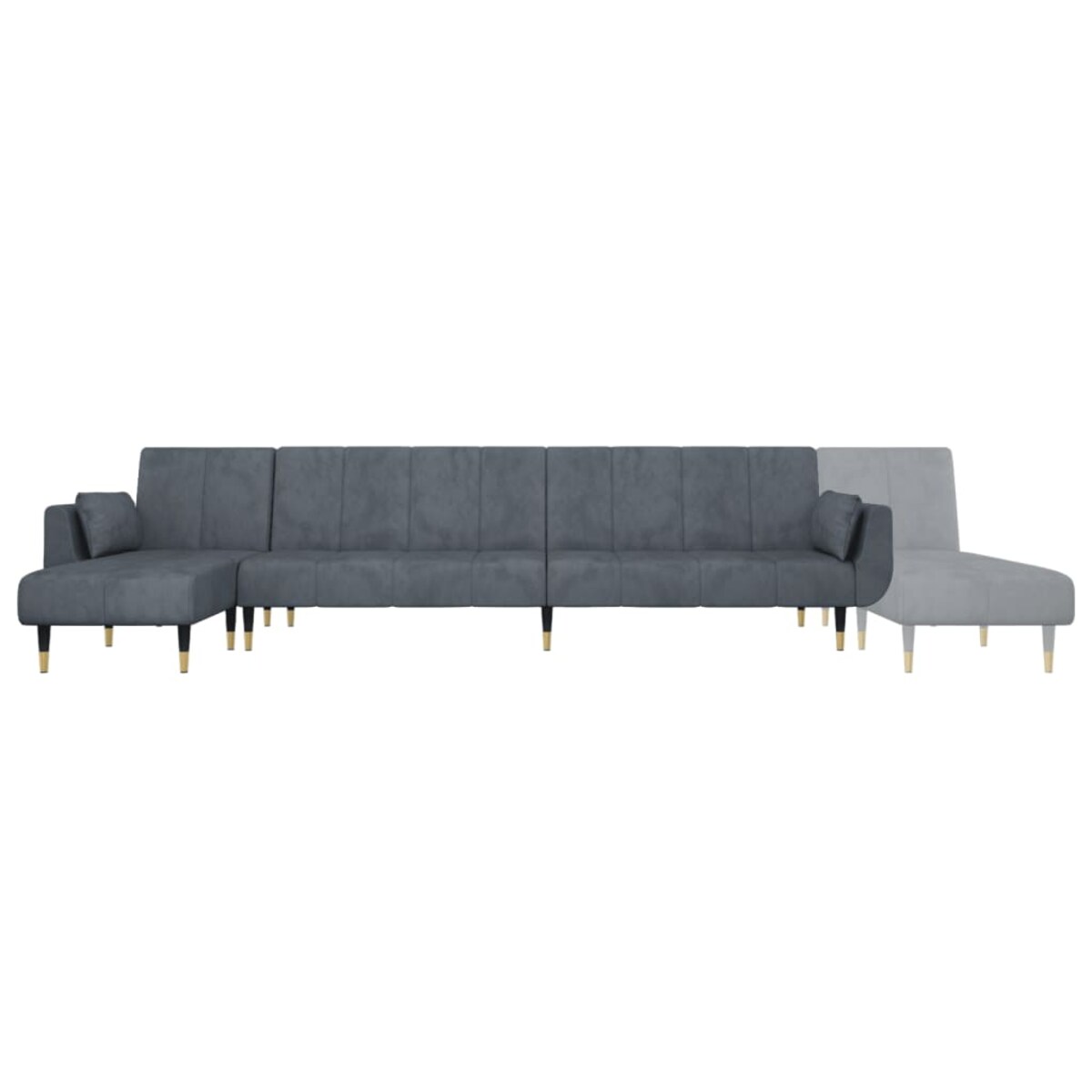 vidaXL Sofa rozkładana L, ciemnoszara, 275x140x70 cm, aksamit