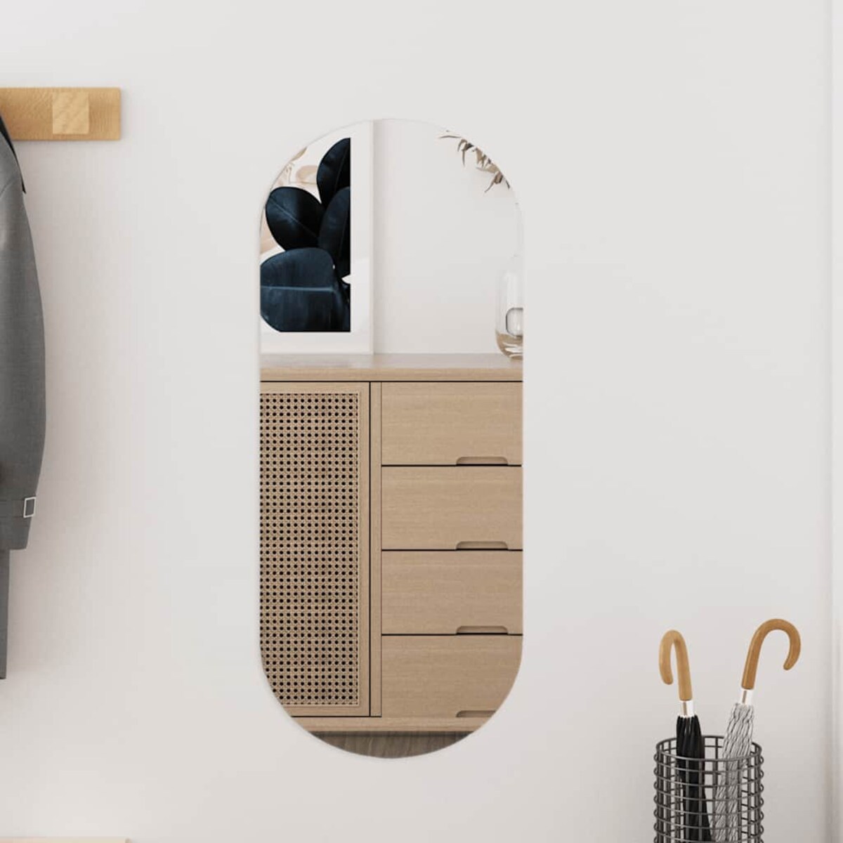 vidaXL Lustro ścienne, 25x60 cm, szklane, owalne