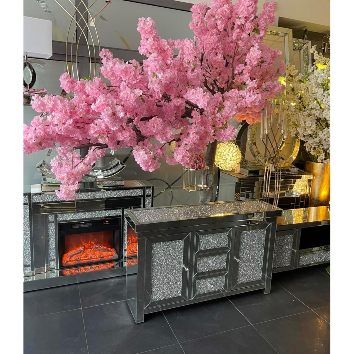 Lustrzana komoda z kryształkami Milion Diamonds Premium Glamour XL 130x35x80