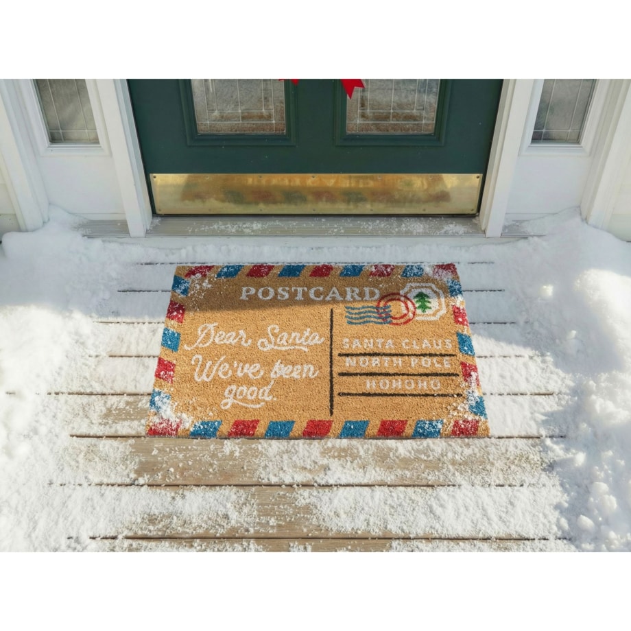 Wycieraczka KATALLA Naturalny 45 x 75 cm Wzór świąteczny Włókno kokosowe