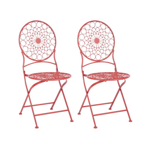 Zestaw 2 krzeseł ogrodowych metalowy czerwony SCARIO