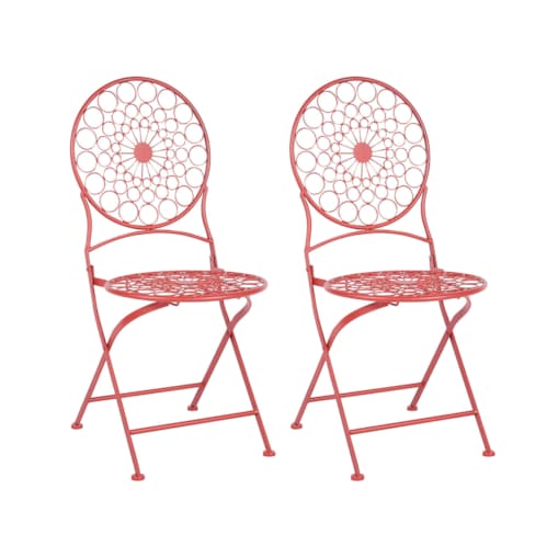 Zestaw 2 krzeseł ogrodowych metalowy czerwony SCARIO