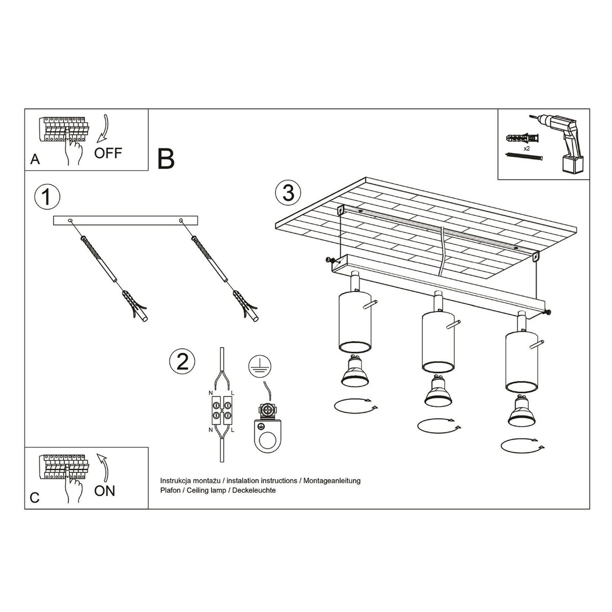 Plafon RING 3L ultramaryna
