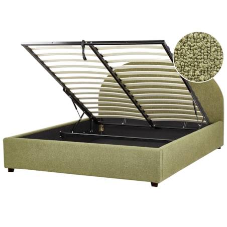 Łóżko z pojemnikiem boucle 160 x 200 cm zielone oliwkowe VAUCLUSE