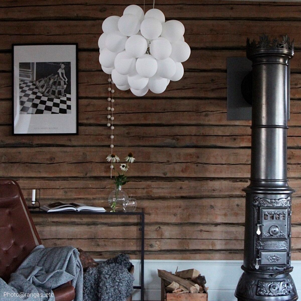 Wisząca lampa szklana Gross kule balls biała nad stół