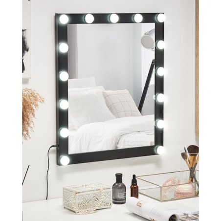 Metalowe lustro ścienne LED 50 x 60 cm czarne ODENAS