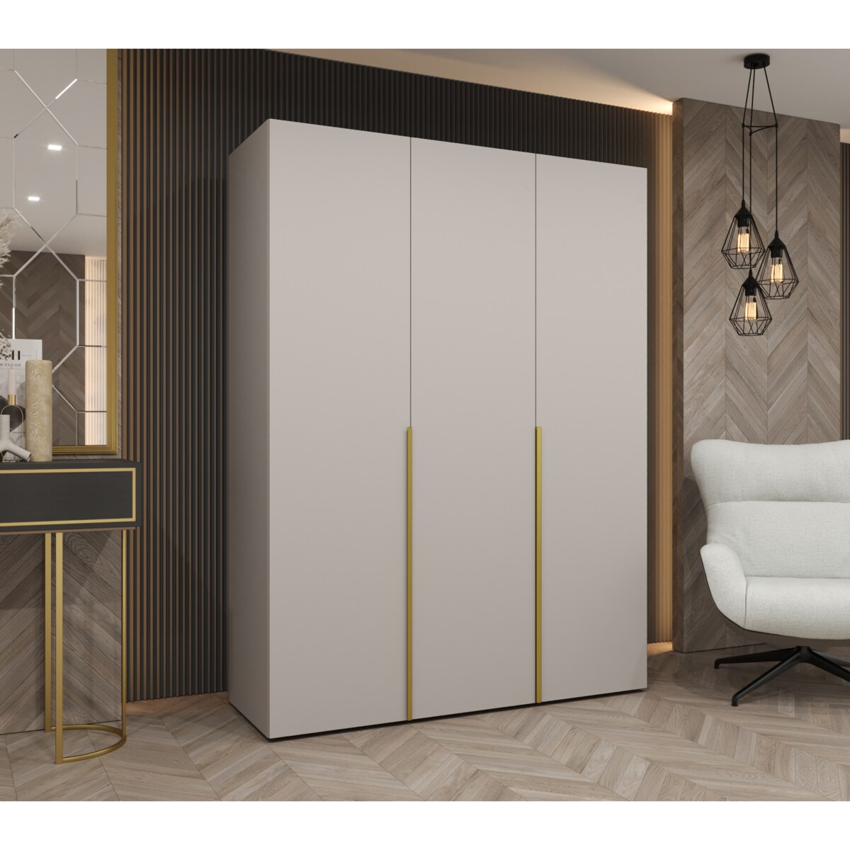 Szafa uchylna otwierana ALICANTE 1 150 wys. 202 cm Kaszmir + u. Złoty