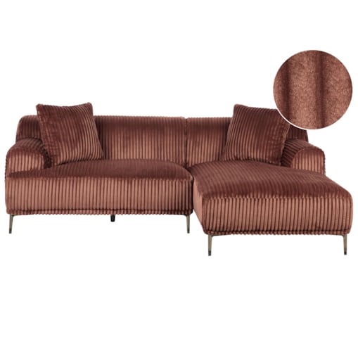 Narożnik lewostronny sztruksowy brązowy STENUM