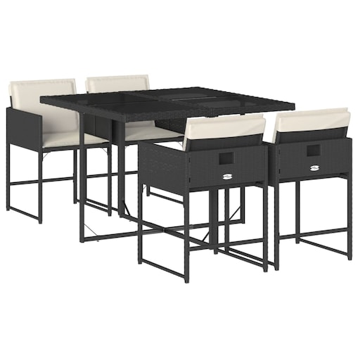 vidaXL 5-cz. zestaw mebli ogrodowych z poduszkami, czarny, polirattan