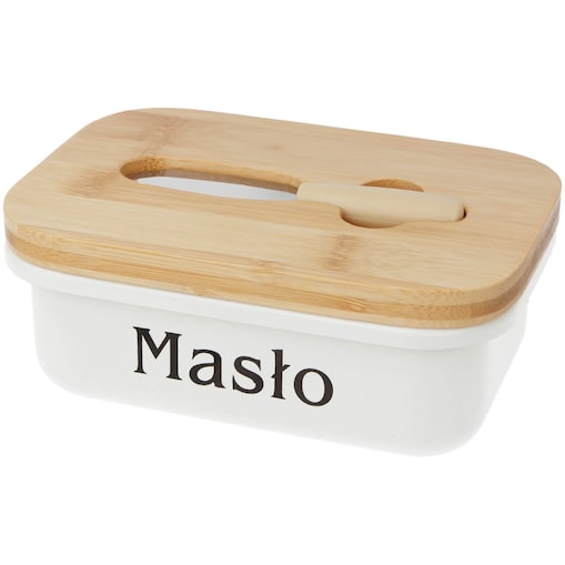 Maselniczka ceramiczna z nożykiem do masła maselnica pojemnik na masło biała BLUBERG