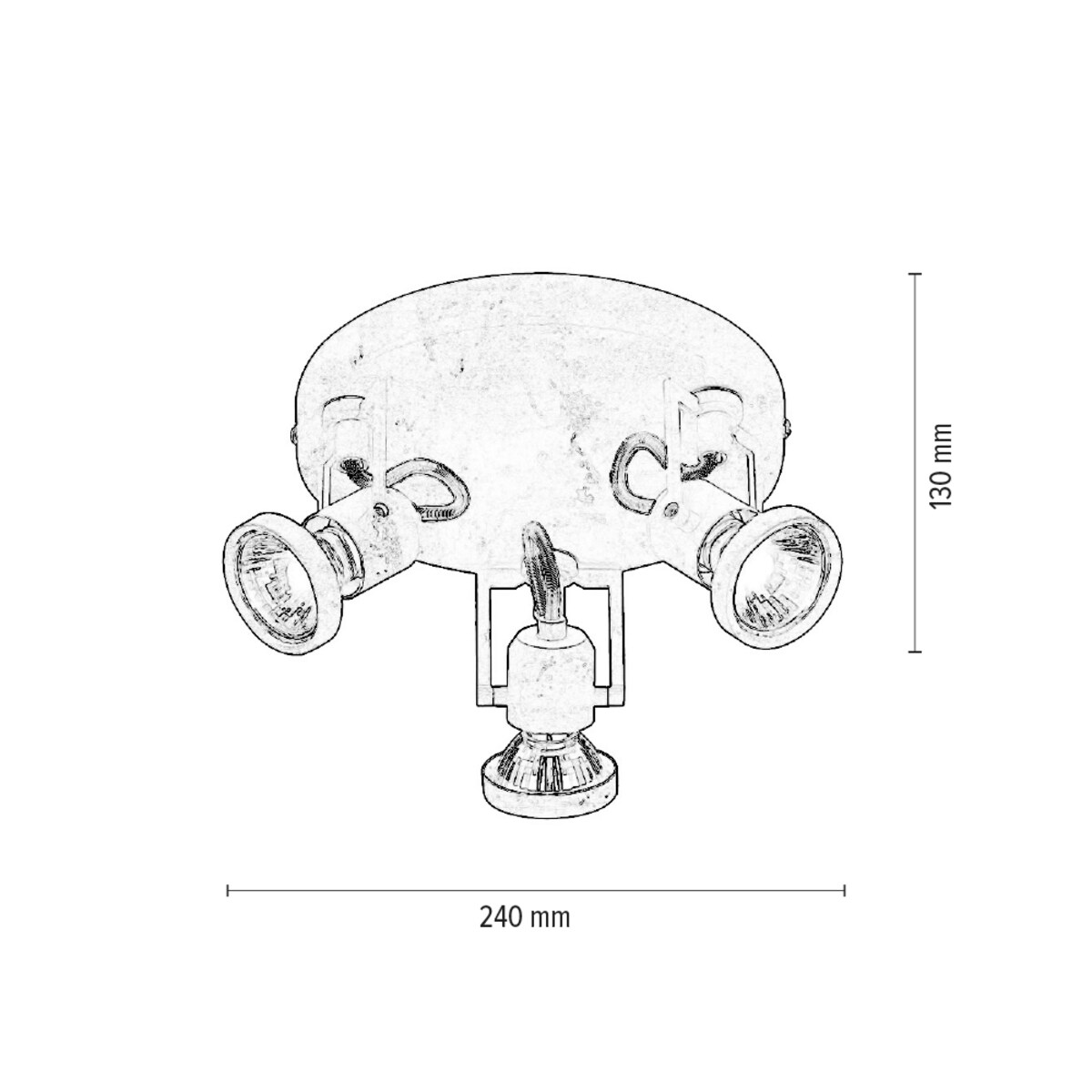 Lampa Sufitowa BRITOP Lighting 3xGU10 Max.50W Klasyczny Szary Beton, Polski Producent, 1 szt.