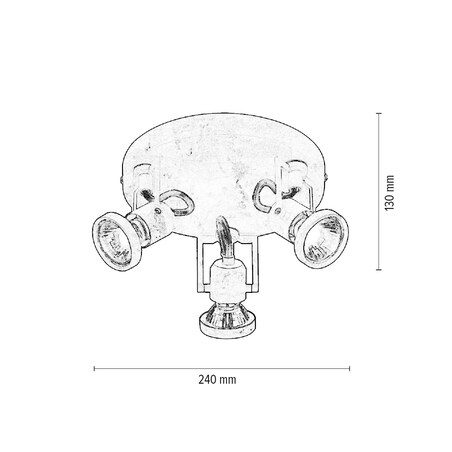 Lampa Sufitowa BRITOP Lighting 3xGU10 Max.50W Klasyczny Szary Beton, Polski Producent, 1 szt.