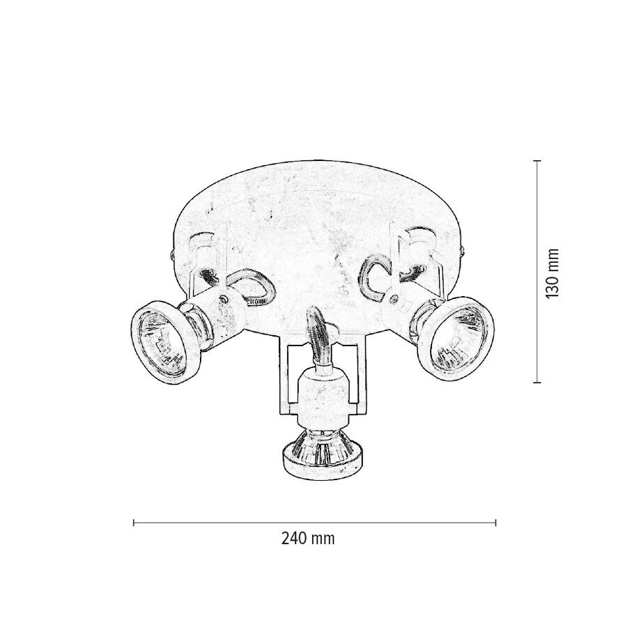 Lampa Sufitowa BRITOP Lighting 3xGU10 Max.50W Klasyczny Szary Beton, Polski Producent, 1 szt.
