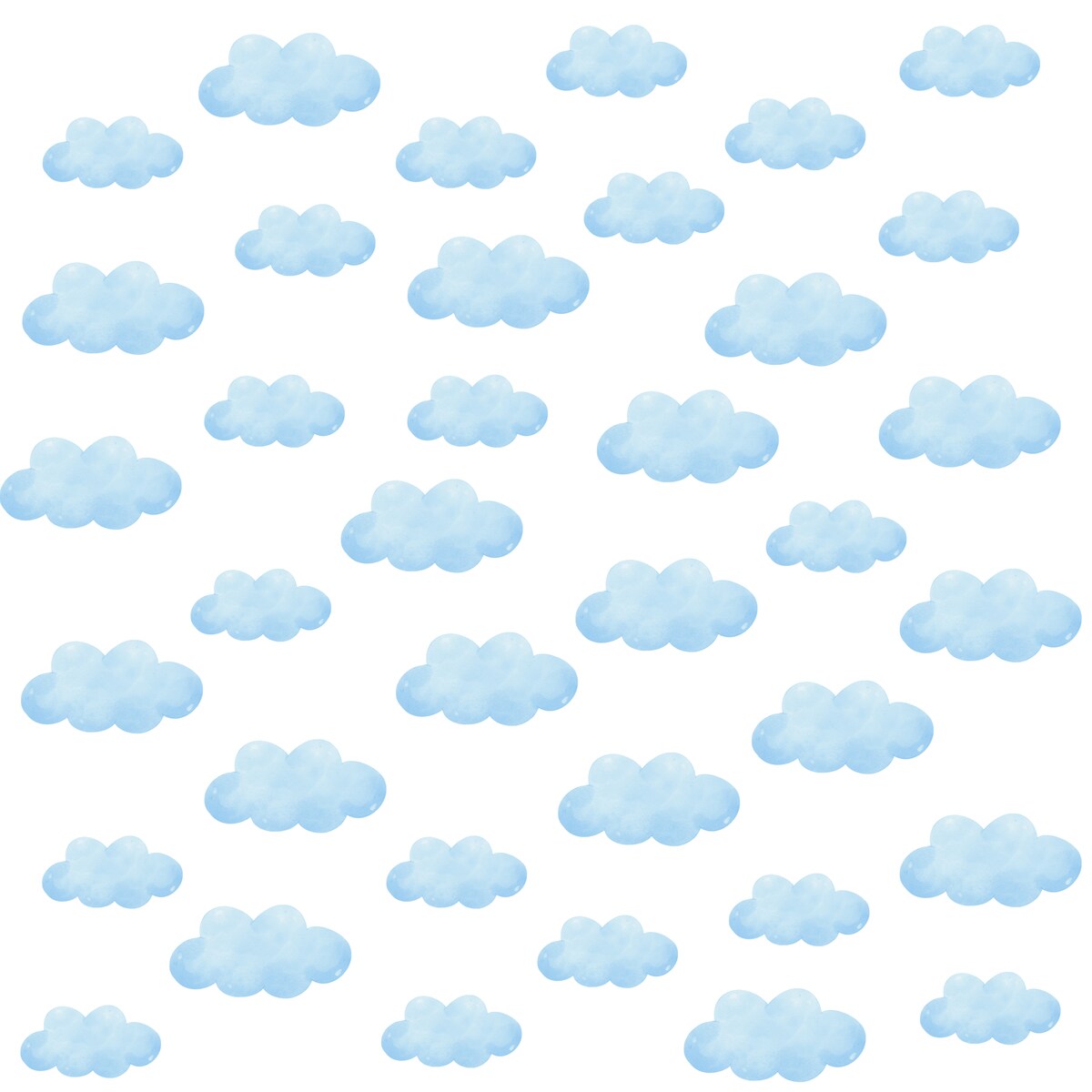 Naklejki Ścienne Dla Dzieci Niebieskie Chmury Pastelowe Chmurki Zestaw 120x60cm