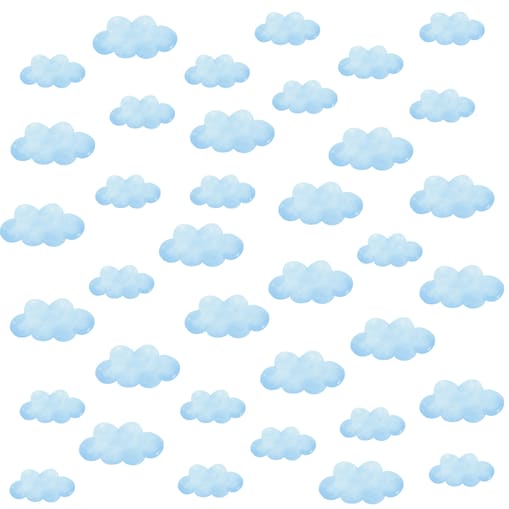 Naklejki Ścienne Dla Dzieci Niebieskie Chmury Pastelowe Chmurki Zestaw 120x60cm