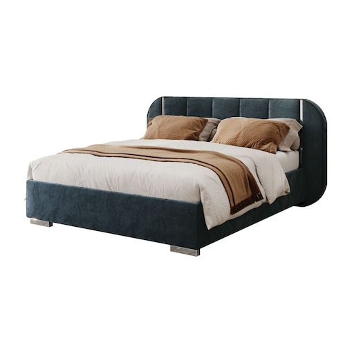 Łóżko tapicerowane AMARA SILVER, pojemnik, stelaż 32, 140x200, Royal Velvet 87233