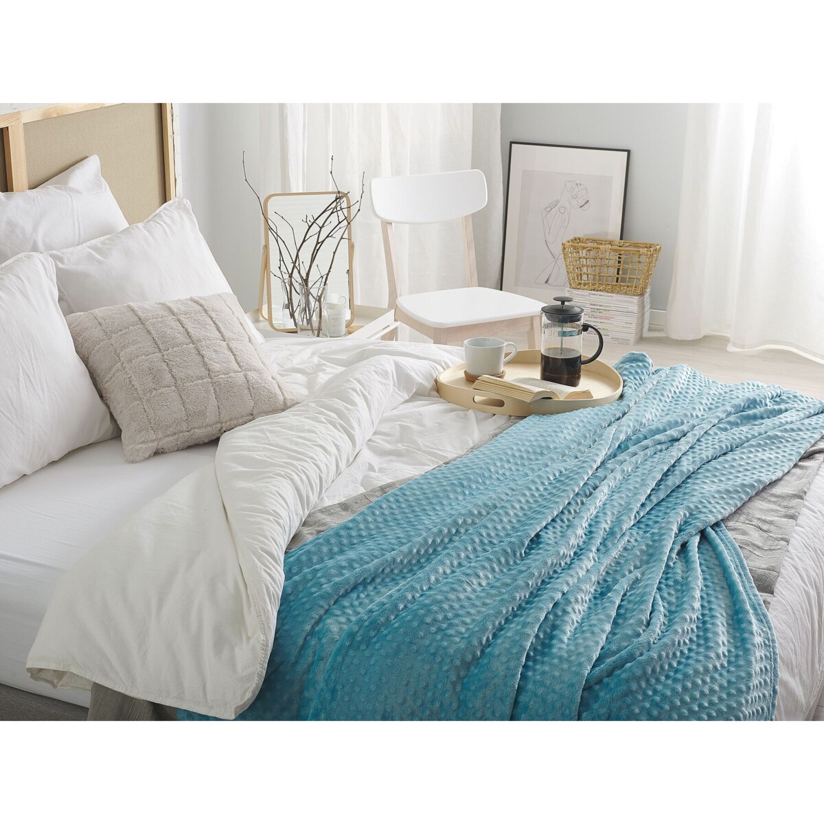 Koc 200 x 220 cm niebieski SAMUR