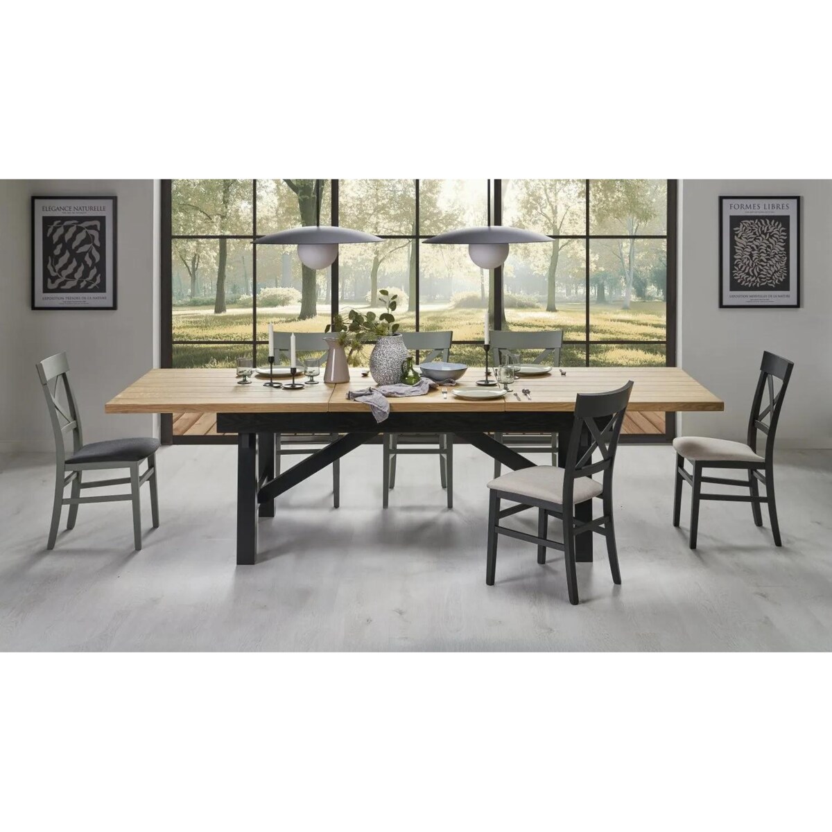 Stół rozkładany FIESTA 200(280)x100 dąb naturalny/czarny