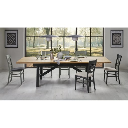 Stół rozkładany FIESTA 200(280)x100 dąb naturalny/czarny