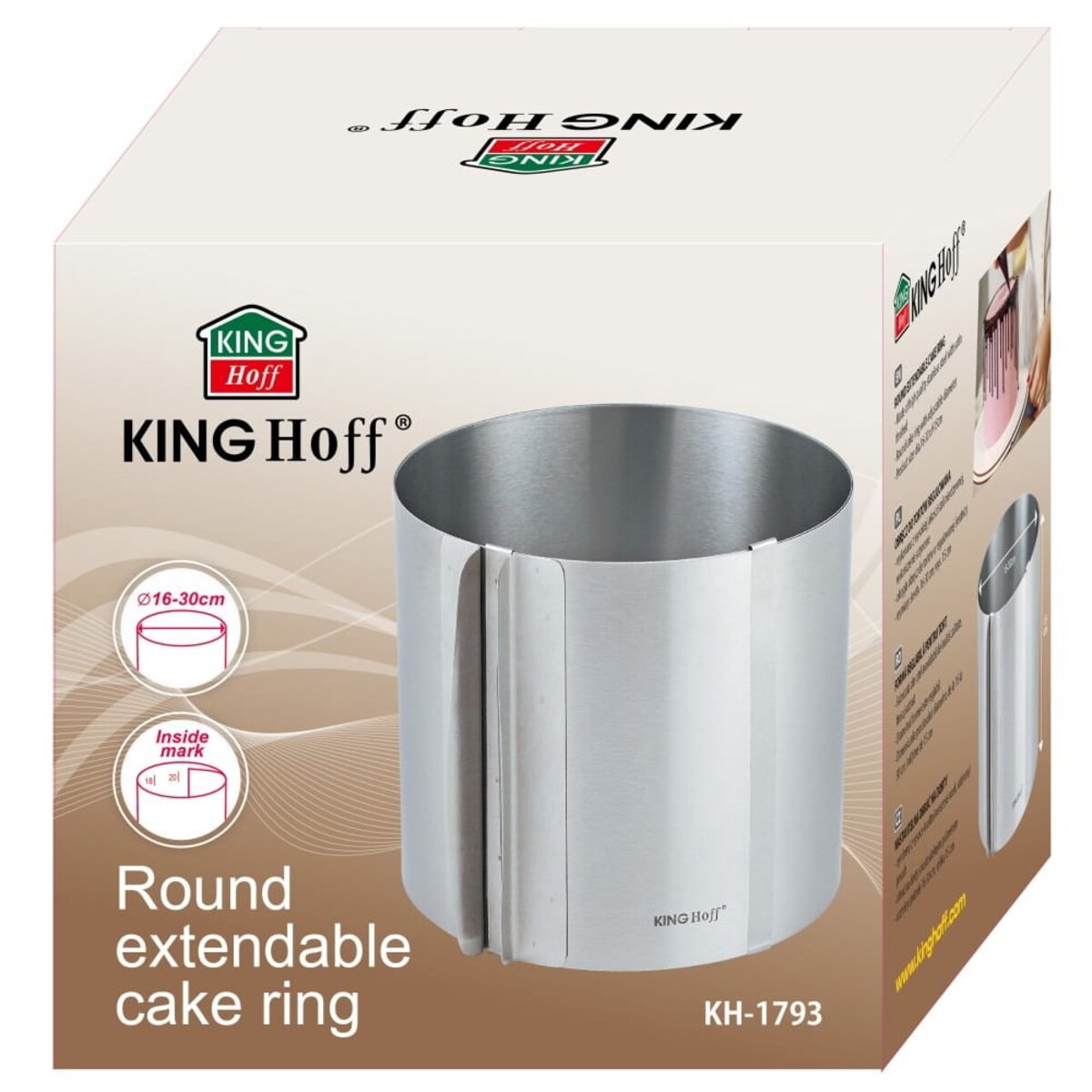 Obręcz forma do tortów regulowana 16-30x15cm KINGHOFF