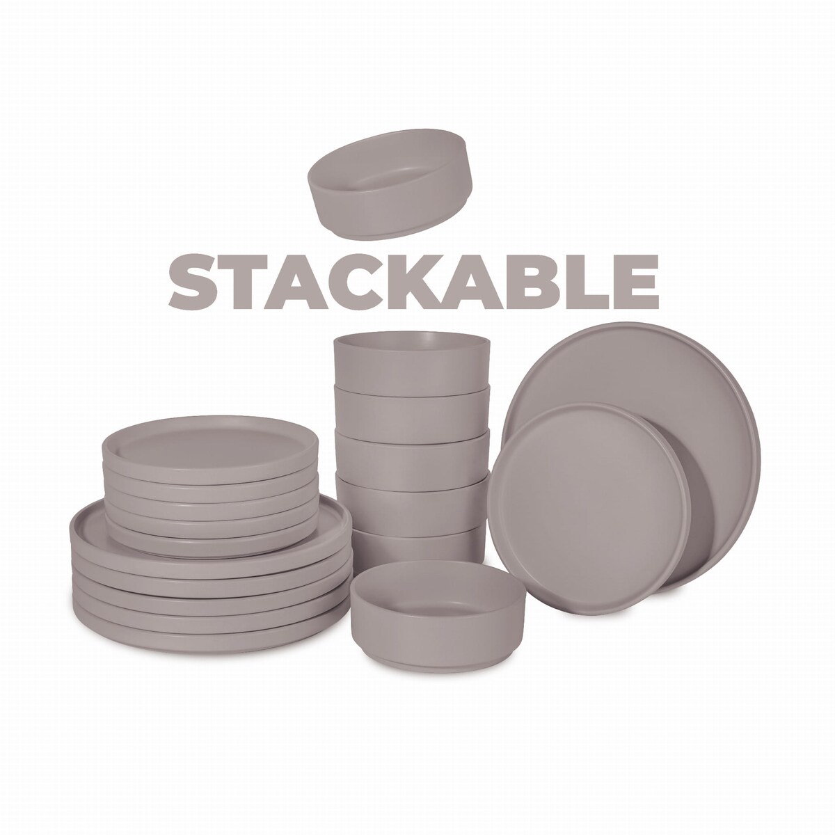 Zastawa stołowa Serwis Komplet talerzy naczyń 18 ele dla 6 osób BERLINGER HAUS Taupe