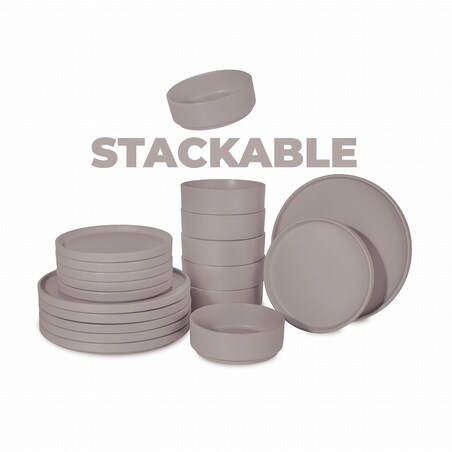 Zastawa stołowa Serwis Komplet talerzy naczyń 18 ele dla 6 osób BERLINGER HAUS Taupe