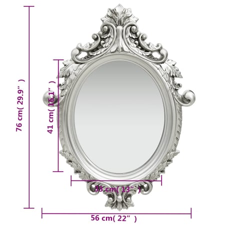 vidaXL Lustro ścienne w ozdobnej ramie, 56x76 cm, srebrne