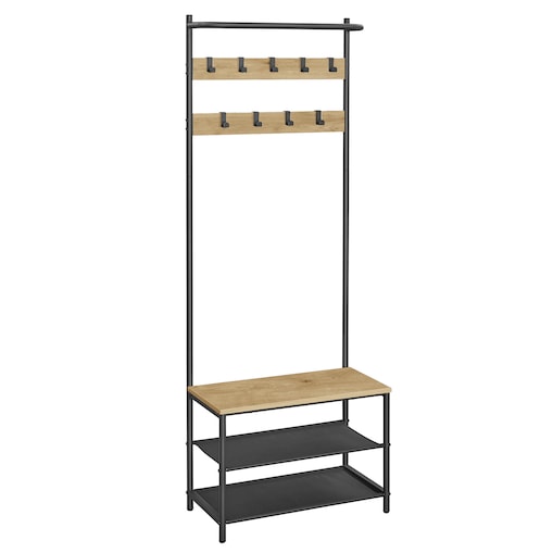 Wieszak Stojak Na Ubrania nowoczesny styl, dąb artisan, czarny