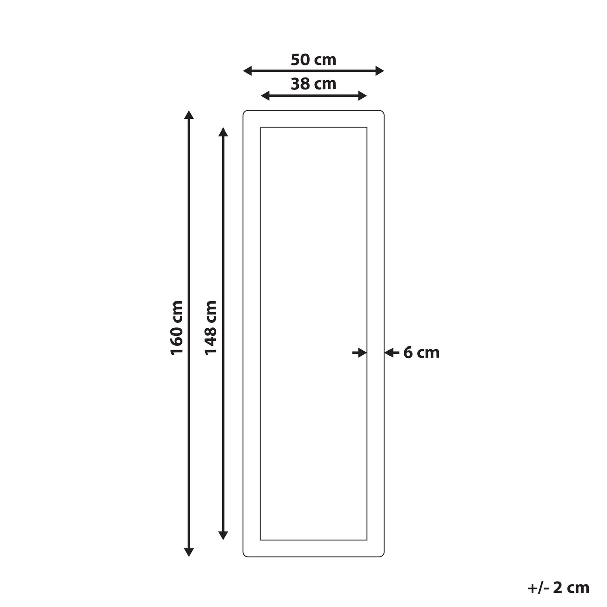 Lustro ścienne GALAN 50 cm 160 cm Jasnobrązowy